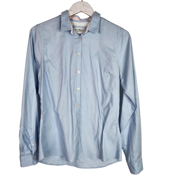 Jean Paul Gaultier Tops - JEAN PAUL Shirt Womens Medium Blue Hannah Stretch Button Up Top Long Sleeve